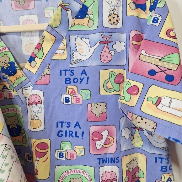 Womens Size L Short Sleeve Scrub Tops Nursery Baby Child Various Brands Lot Of 4 - Picture 6 of 14